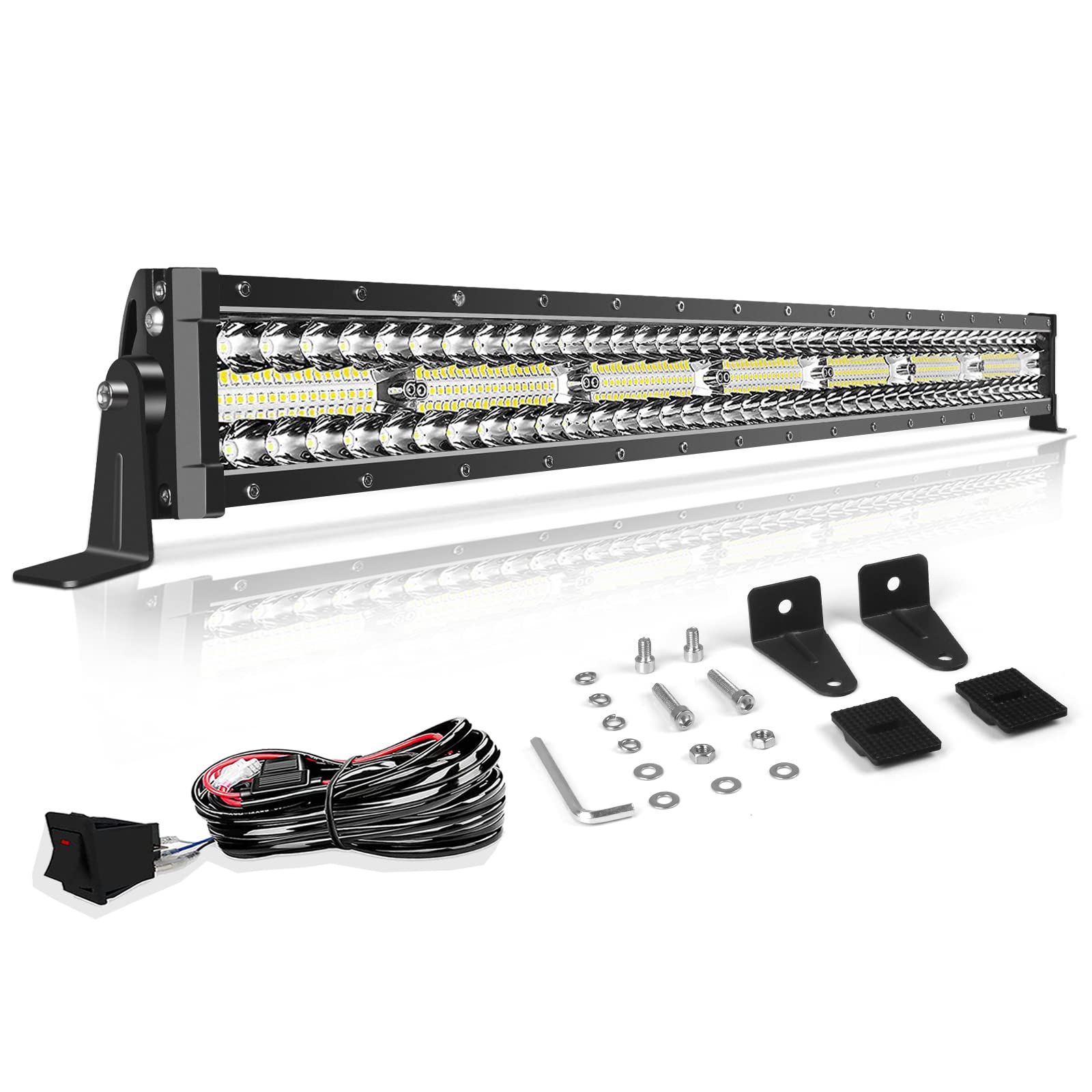 Greunion 32 Inch Led Light Bar, 672W Off-Road Car Led Lights Bar, Ip66 Triple Row Flood Spot Combo 32 Led Bars Light For Utv Tru
